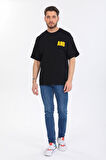 Oversize And Yazılı Siyah T-shirt