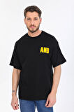 Oversize And Yazılı Siyah T-shirt