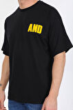 Oversize And Yazılı Siyah T-shirt
