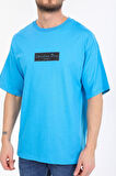 Oversize Logo Ve Istanbul Yazılı Mavi T-shirt