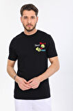 Gögüs Baskılı Siyah T-shirt