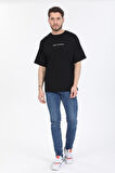 Oversize Hırsız Desenli Siyah T-shirt