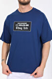 The King Yazılı Mavi T-shirt