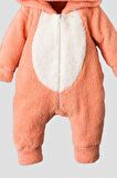 Kışlık Tatlı Peluş Tavşanlı Bebek Welsoft Kapüşonlu Tulum