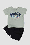 Beach Nakışlı Kuş Baskı Desenli 2'li Alt Üst Takım