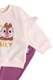 Pamuk Tatlı Sincap Bebek Ve Çocuk Fitilli Esnek Tayt  Alt Üst Takım