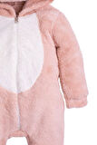Kışlık Tatlı Peluş Kapüşonlu Ayıcık Nakışlı Bebek Çocuk Welsoft Tulum