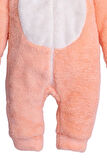 Kışlık Tatlı Peluş Kapüşonlu Ayıcık Nakışlı Bebek Çocuk Welsoft Tulum