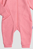 Waffle Görselli Tatlı Fermuar Kapamalı Cepli Kapüşonlu Pamuklu Bebek Tulum
