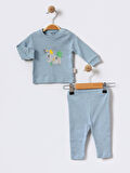 %100 Pamuklu  Fitilli Yenidogan Unisex  Kiz Erkek Pamuk Desenli  2'li Bebek Pijama Takımı