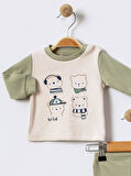 %100 Pamuklu  Yenidogan Unisex  Kiz Erkek Pamuk Desenli  2'li Bebek Pijama Takımı