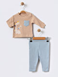 %100 Pamuklu  Yenidogan Unisex  Kiz Erkek Pamuk Desenli  2'li Bebek Pijama Takımı