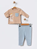 %100 Pamuklu  Yenidogan Unisex  Kiz Erkek Pamuk Desenli  2'li Bebek Pijama Takımı