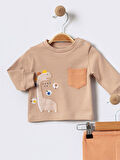 %100 Pamuklu  Yenidogan Unisex  Kiz Erkek Pamuk Desenli  2'li Bebek Pijama Takımı