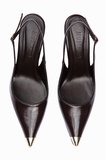 Kadın Stiletto Sivri Burun Metal Burun Detaylı Arkası Açık Topuklu Ayakkabı Violeta Kahverengi