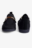 Kadın Triko Loafer Babet Gold Detaylı Ares Siyah