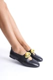 Mubiano Hakiki Deri Collection Kadın Gold Toka Detaylı Babet Siyah - MCRGN8037 - S