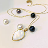 Sedef Taşlı Kolye 14 Ayar Altın HD VİDEOLU