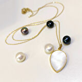 Sedef Taşlı Kolye 14 Ayar Altın HD VİDEOLU