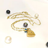 Çanta Kilitili Göz Boncuklu Kolye 14 Ayar Altın HD VİDEOLU