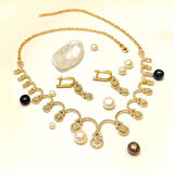 Gerdanlık ve Küpe Set Takım 14 Ayar Altın HD VİDEOLU