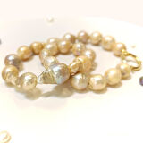 Gemici Kilitli Barok İnci Gerdanlık Kolye 14 Ayar Altın HD VİDEOLU