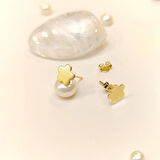 Çiçek  Vidalı Küpe 14 Ayar Altın HD VİDEOLU