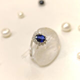 0.99ct Oval Safir ve Pırlanta Taşlı Yüzük 14 Ayar Altın HD VİDEOLU