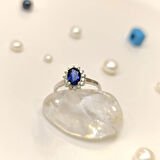 0.99ct Oval Safir ve Pırlanta Taşlı Yüzük 14 Ayar Altın HD VİDEOLU