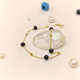 Siyah İnci Bileklik Künye 14 Ayar Altın HD VİDEOLU