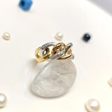 Gurmet Zncir Taşlı Yüzük 14 Ayar Altın HD VİDEOLU