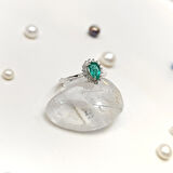 0.64ct Zümrüt Pırlanta Damla Taşlı  Yüzük 14 Ayar Altın HD VİDEOLU