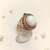 Beyaz Taşlı Yüzük 14 Ayar Altın HD VİDEOLU