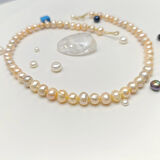 Dorika Toplu Gerçek Pembe İnci Gerdanlık Kolye 14 Ayar Altın HD VİDEOLU