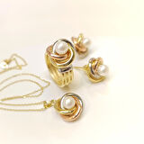 Olimpiyat İnci Taşlı Set Takım 14 Ayar Altın HD VİDEOLU