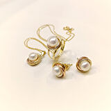 Olimpiyat İnci Taşlı Set Takım 14 Ayar Altın HD VİDEOLU