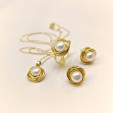 Olimpiyat İnci Taşlı Set Takım 14 Ayar Altın HD VİDEOLU