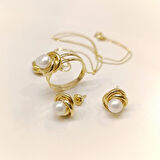 Olimpiyat İnci Taşlı Set Takım 14 Ayar Altın HD VİDEOLU