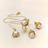 Olimpiyat İnci Taşlı Set Takım 14 Ayar Altın HD VİDEOLU