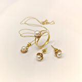 Olimpiyat İnci Taşlı Set Takım 14 Ayar Altın HD VİDEOLU