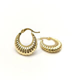 İstiridye Halka Küpe 14 Ayar Altın HD VİDEOLU