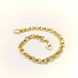 5.3mm Rolo Doç Zincir Bileklik Künye 14 Ayar Altın HD VİDEOLU