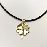 15mm Yonca Kolye 14 Ayar Altın HD VİDEOLU