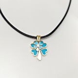 Mineli Yonca Kolye 14 Ayar Altın HD VİDEOLU