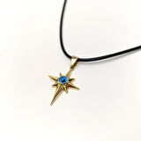 Göz Boncuklu Kuzey Yıldızı Kolye 14 Ayar Altın HD VİDEOLU