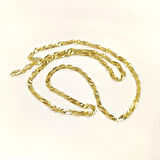 60cm 3.5mm Singapur Fırfır Zincir Kolye 14 Ayar Altın HD VİDEOLU