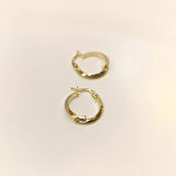 16mm Klasik İkili Piramit Ray Halka Küpe 14 Ayar Altın HD VİDEOLU