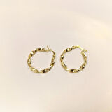 25mm Burgu Halka Küpe 14 Ayar Altın HD VİDEOLU