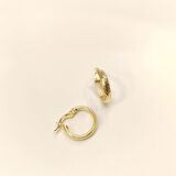 16.5mm Burgu Çizgili Halka Küpe 14 Ayar Altın HD VİDEOLU