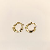 15mm Tırtıklı Halka Küpe 14 Ayar Altın HD VİDEOLU